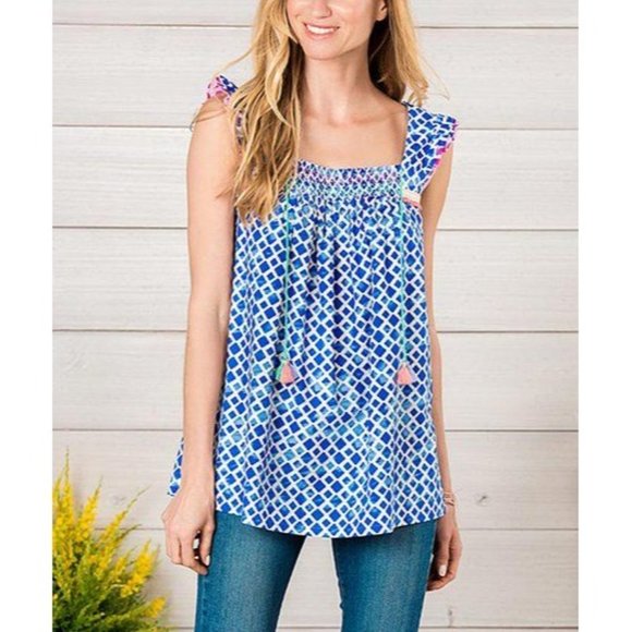 Matilda Jane Blue Wandering Waters Smocked Top